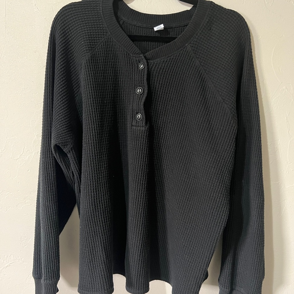 Old Navy Women’s Black Henley Sweater